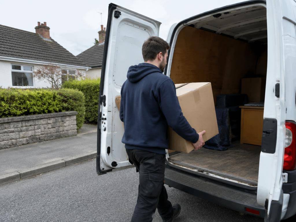 Loading boxes into the van on a Cork housing estate